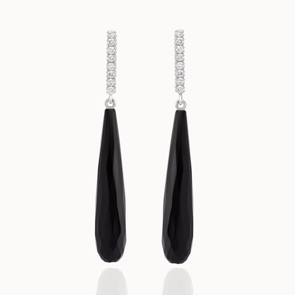 Onyx and diamond earrings