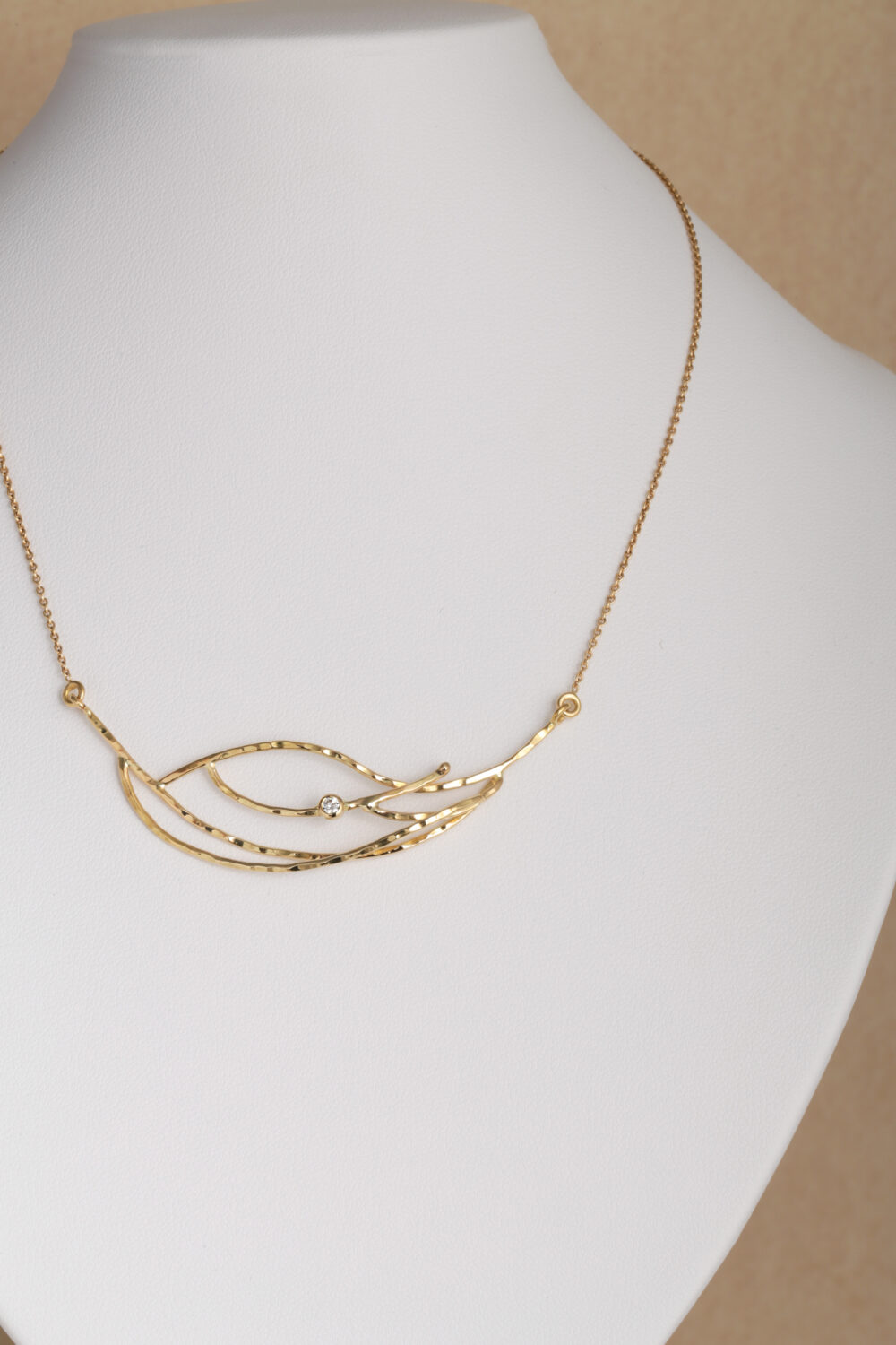 Necklace crafted from 18-karat gold set with a 0,7 ct brilliant cut diamond. All our jewellery is handmade by jewellery designer Pascale Masselis in our Antwerp based atelier.