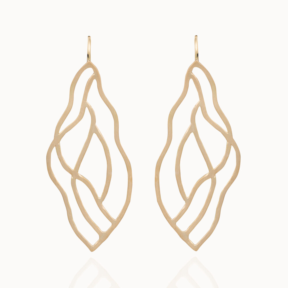 Matte gold earrings made from 18 carat gold.