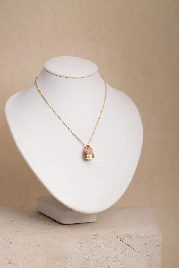 Morganite pear necklace