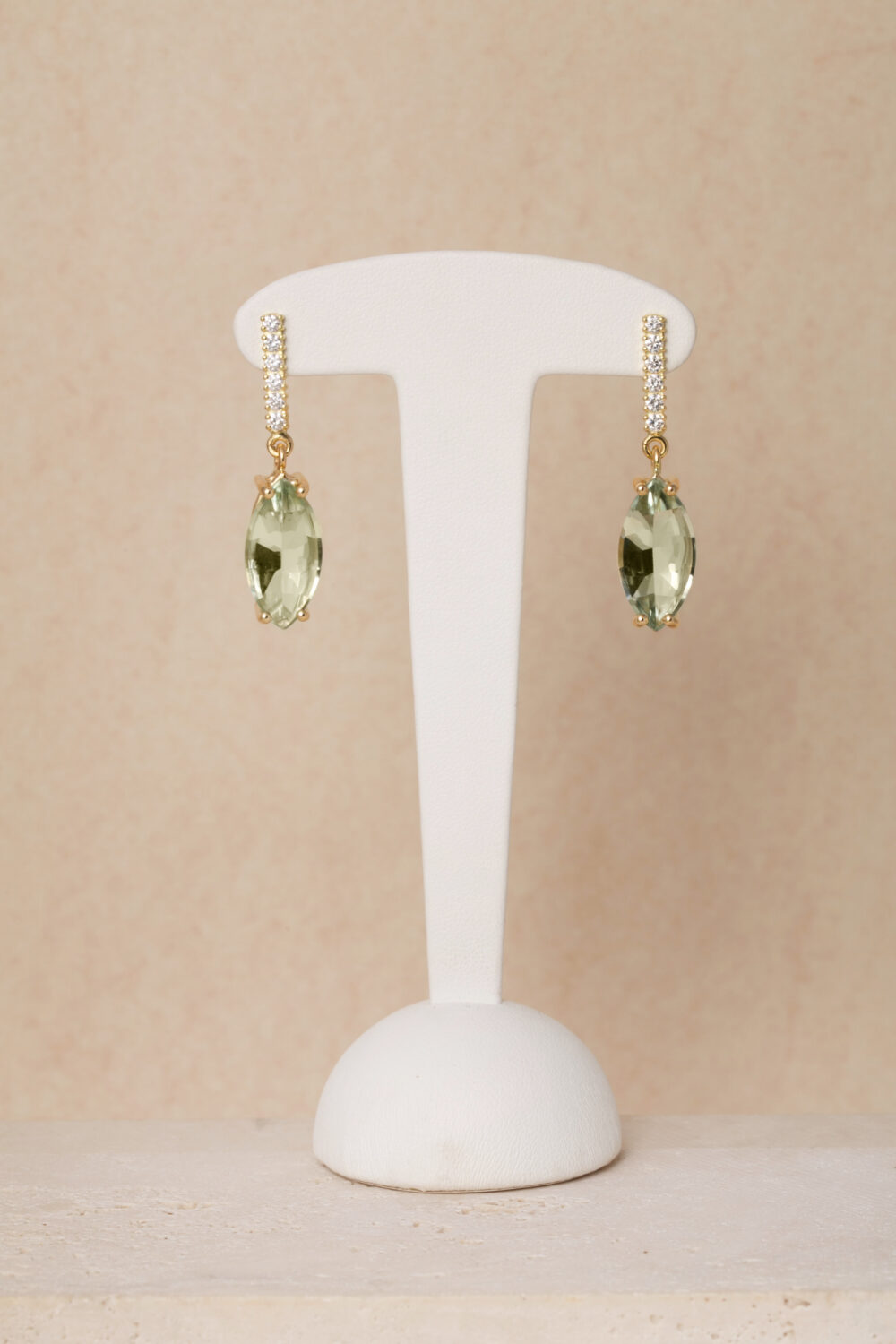 Prasiolite and diamond earrings