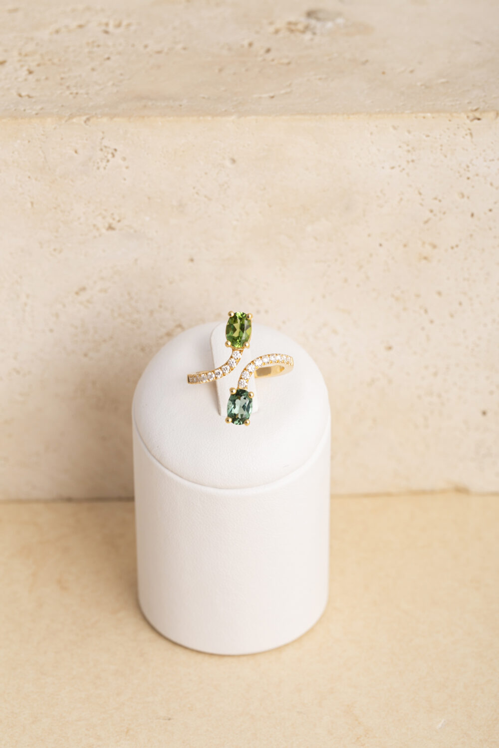 Tourmaline and diamond ring